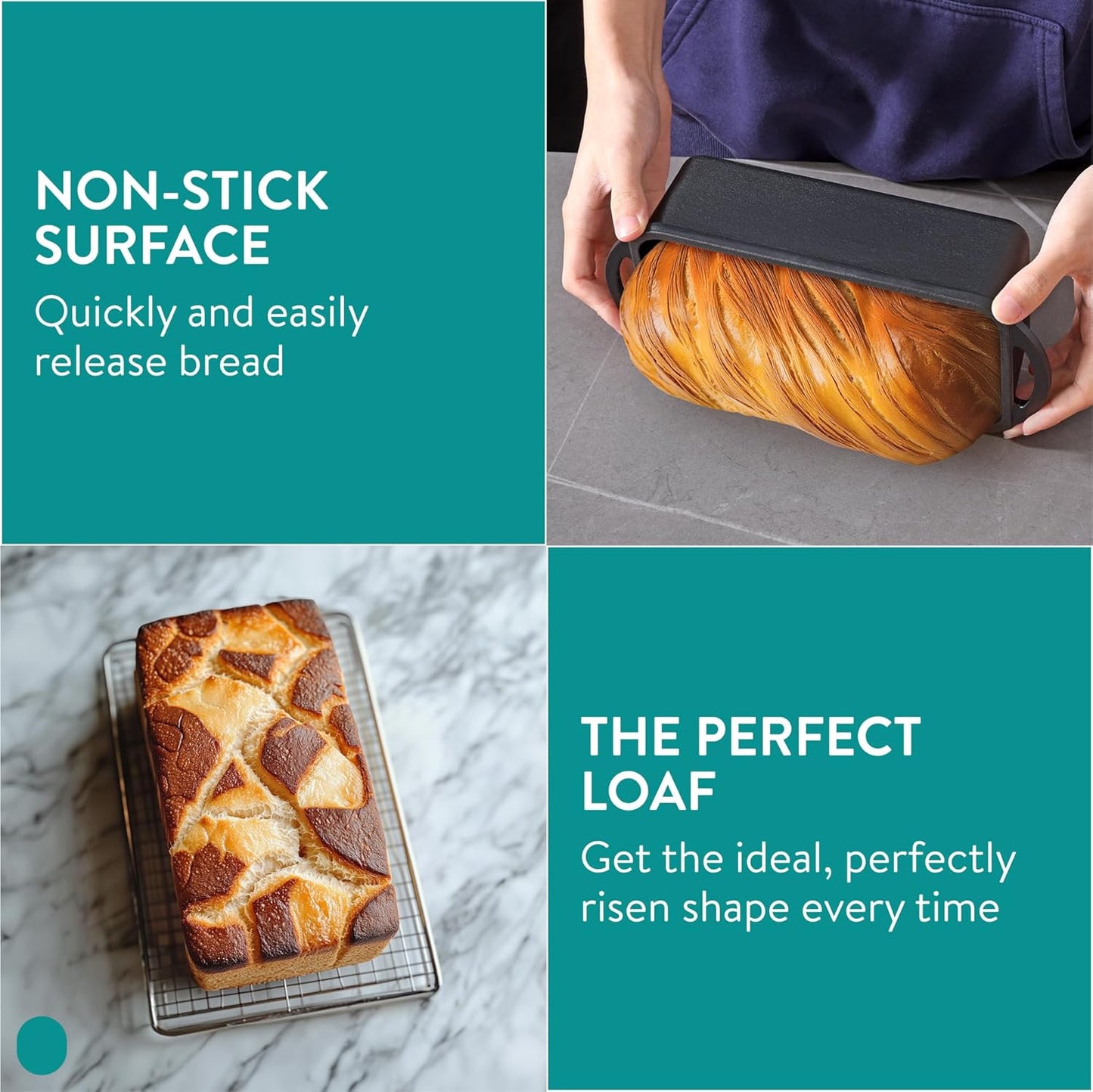 Navaris Cast Iron Bread Loaf Tin, 26cm, Black - Even Heat Distribution & Retention - Enameled Non-Stick Baking Pan - Cake and Bread Tins for Roasting, Oven Cooking & Grilling