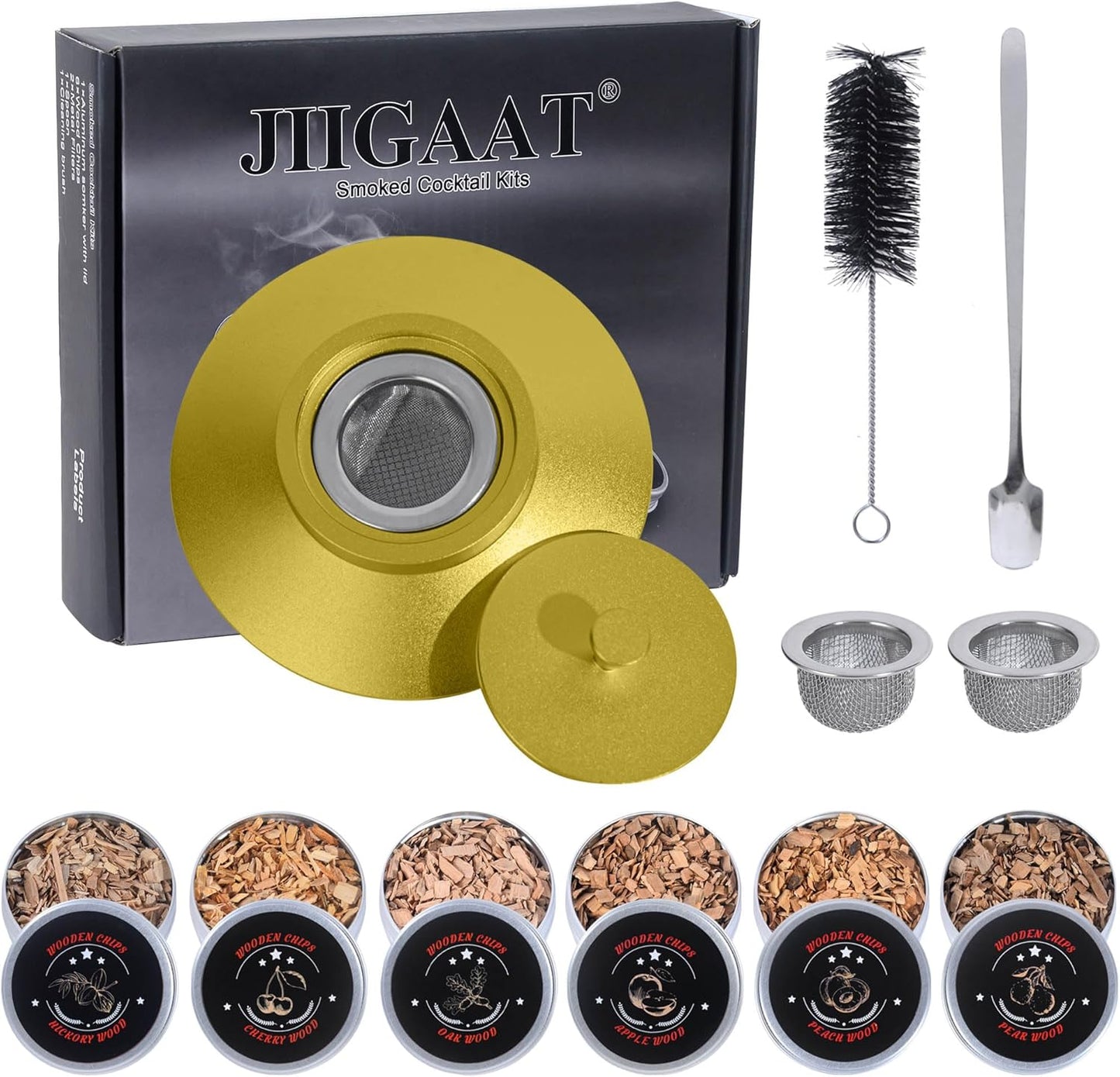 Cocktail Smoker Kit-6 Flavors Wood Chips Bourbon Smoker kit Whiskey Smoker Infuser kit for Him-Drink Smoker kit, Old Fashioned Smoker Gifts for Men/Father's Dad/Husband/Best Friend