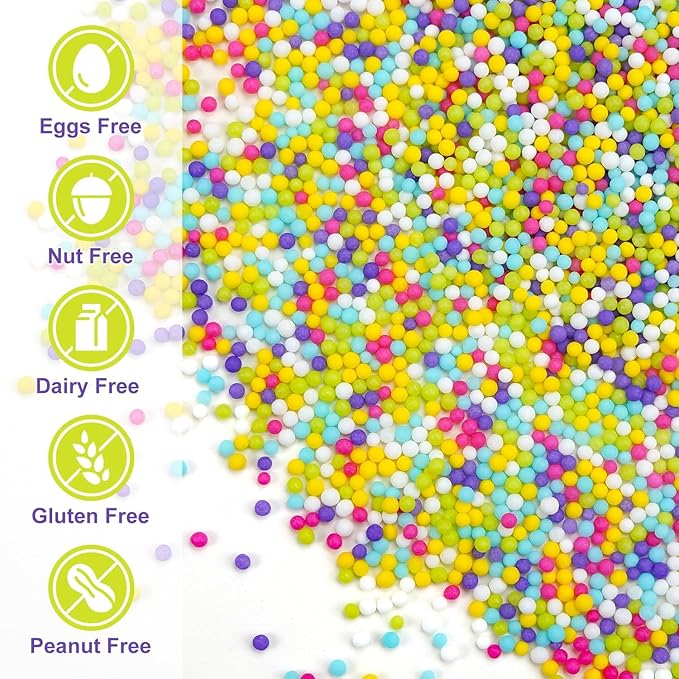 Rainbow Nonpareils Sprinkles, Edible Sprinkles For Cake Decorating, Baking Sugar, 150g/5.29oz, Cake Decorations & Cupcake Toppers, Easter, Holiday, Wedding Party Supplies