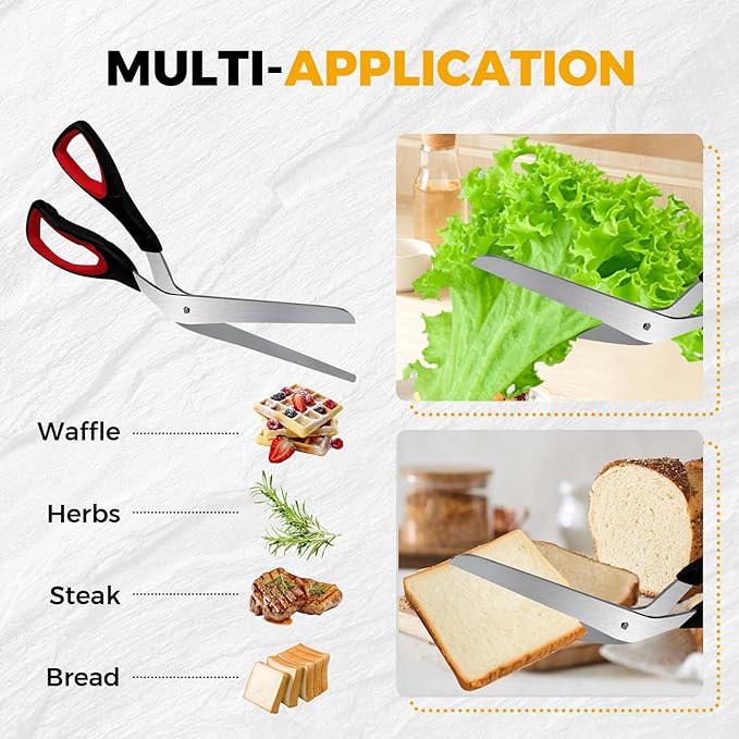 Detachable Pizza Scissors Pizza Cutter with Sharp Stainless Steel Blade and Ergonomic Soft Grip Black&Red