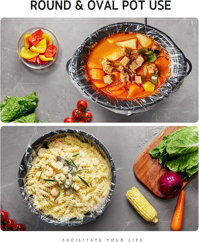 Syntus Slow Cooker Liners, 60 Count Cooking Bags Small Size Disposable Pot Liners Plastic Bags, Fit 1QT to 3QT for Slow Cooker Cooking Trays, 10.5"x 17.5", 60 Liners