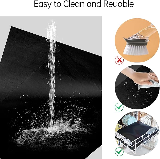 UBeesize 4 Pack Thickened Oven Liners for Bottom of Oven BPA & PFOA Free, Reusable 16x24 Inch Heavy Duty Non Stick Teflon Oven Mats, Fit Electric Gas Toaster Convection Microwave Ovens Grills