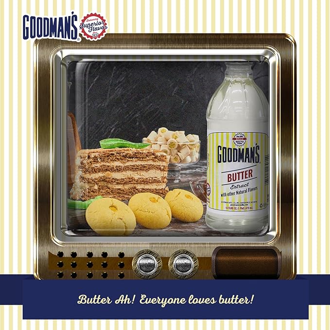 Goodman's Butter Extract - Gluten-Free, Non-GMO, Low Carb & Calorie, No Artificial Color - Safe for Dairy Sensitivities, Ideal for Baking - 1 Pint