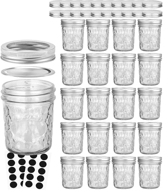 VERONES Mason Jars 6 OZ, 20 PACK 6oz Mason jars Canning Jars Jelly Jars With Lids, Ideal for Jam, Honey, Wedding Favors, Shower Favors, Extra 20 Lids