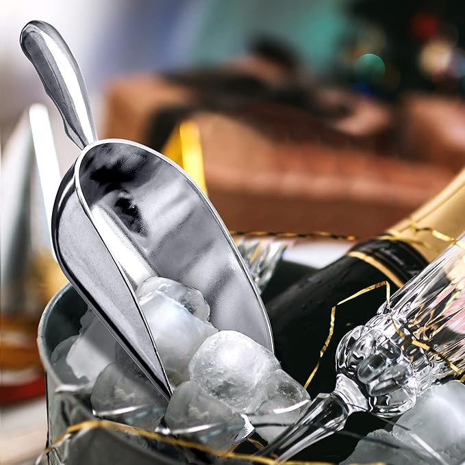 Amazing Abby - Elsa - 12-Ounce Aluminum Ice Scoops (Set of 2), Cast Aluminum Utility Scoops, Food-Grade, Good for Home and Commercial Use, NOT Dishwasher-Safe, Hand-Wash Recommended