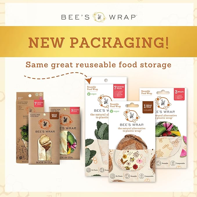 Bee's Wrap Beeswax Wraps for Food - Mushroom Magic Bread Wrap - Made in USA Reusable Bread Storage Bags - Organic & Eco-Friendly Alternative to Aluminum Foil, Sourdough Bags & Plastic Wrap