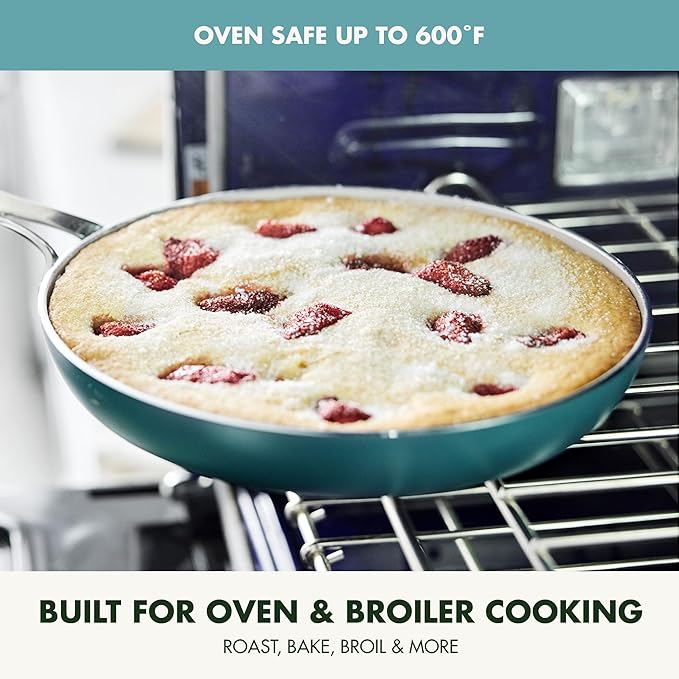 GreenPan Nova 10-Piece Cookware Pots & Pans Set, Oprah’s Favorite Things 2024, PFAS-Free Ceramic Nonstick, Fry, Sauté, Stockpot, Utensils, Lids, Induction Suitable, Dishwasher & Oven Safe, Deep Teal