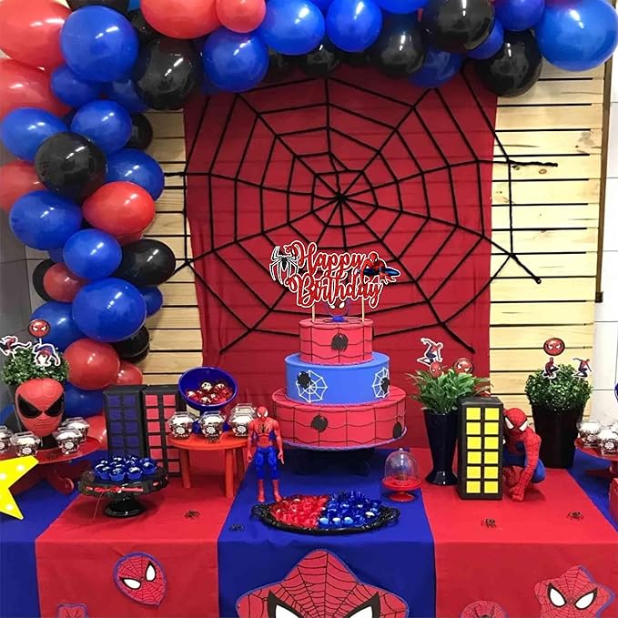 Spidrmn Happy Birthday Cake Topper – Superhero Cake Decoration for Boys, Party Supplies, Super hero-Themed Birthday, Spidr-Mn Party Accessory - Birthdays Decorations.