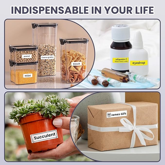 Label Maker Machine with-Tape Waterproof, Rechargeable Label Maker Portable, Keyboard Label Makers with Backlit Screen, Bluetooth Labeler for School Office Industrial Use, LM1600 Black