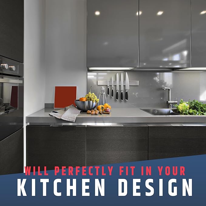 HMmagnets Premium 17 Inch Stainless Steel Magnetic Knife Holder For Wall - Professional Magnetic Knife Strip - Space-Saving Knife Rack/Knife Bar With Powerful Magnetic Pull Force (Upgraded Version)