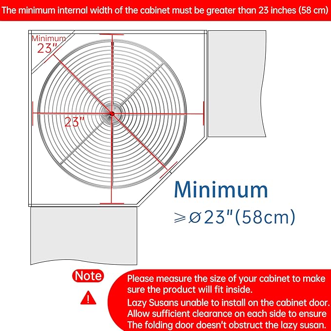 21 1/4" Lazy Susan Turntable for Cabinet, Full Circle Corner Cabinet Lazy Susan Replacement Shelves Rotating Rack for Corner Base, Fits Cabinets Over 23"