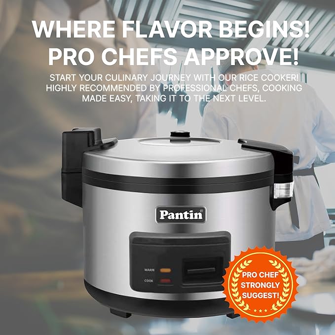 Pantin Commercial Rice Cooker & Warmer - 35 Cups Uncooked / 70 Cups Cooked, Extra Large Capacity Rice Cooker with Nonstick Inner Pot & Switch Press, 120V/1500W, ETL Listed
