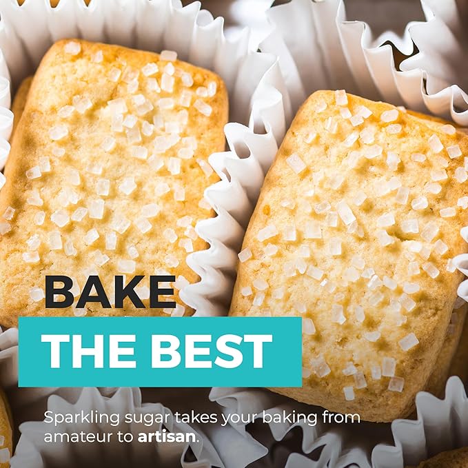 Sparkling Sugar (11oz) White Sparkling Sugar Crystals for Baking, Sanding Sugar, Extra Coarse Grain, Bright White, Maximize Sparkle, Holds Under Heat, Adds a Sweet Crunch, Non-GMO Sourced, Tested and Verified Gluten Free, Premium Quality
