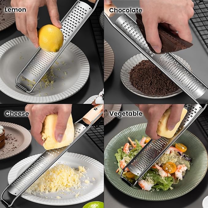 Citrus Lemon Zester & Cheese Grater (Razor-Sharp Stainless Steel Blade & Protect Cover) For Citrus, Parmesan Cheese, Lemon, Ginger, Garlic, Chocolate, Nutmeg, Vegetables and Fruits - Dishwasher Safe