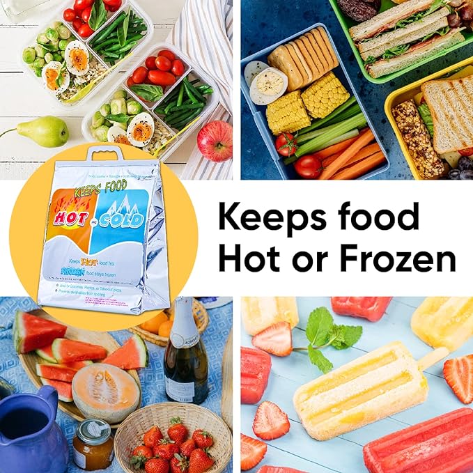 Superio Hot and Cold Insulated Bags for Food Delivery, Grocery Shopping Bags, Food Storage for Hot and Frozen Food for Travel, Disposable Cooler Bag, Reinforced Thermal Lunch Bag (1, 16"x5.5"x19")