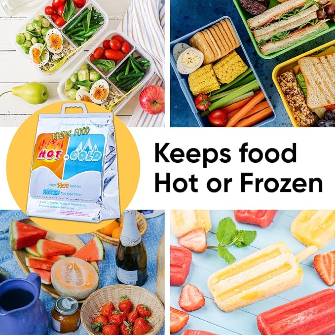 Superio Hot and Cold Insulated Bags for Food Delivery, Grocery Shopping Bags, Food Storage for Hot and Frozen Food for Travel, Disposable Cooler Bag, Reinforced Thermal Lunch Bag (6, 15.5"x13")