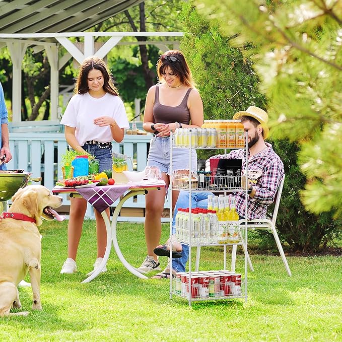 Water Bottle Holder Organizer 4 Tier Drink Can Shelf Organizer Rack for Floor Freestanding Water Bottle Rack Stand Beverage Storage Shelf for Pantry Kitchen Food Storage, Silver