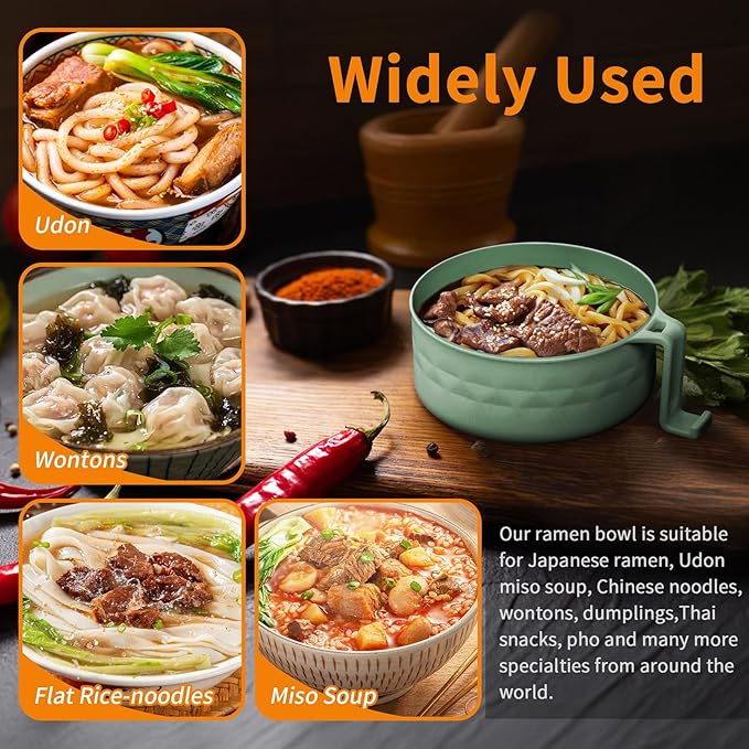 2 Sets Microwave Ramen Cooker,33 oz Ramen Bowl Set,Microwave Noodle Bowl,Ramen Bowl With Chopsticks and Spoon, College Dorm Room Essentials, Apartment Essentials, BPA-Free (green blue)