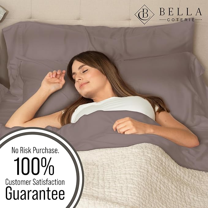 Bella Coterie Luxury Bamboo Viscose Cal King Size Sheet Set | 100% Organically Grown | Ultra Soft | Cooling for Hot Sleepers | 18" Deep Pocket [Mocha]