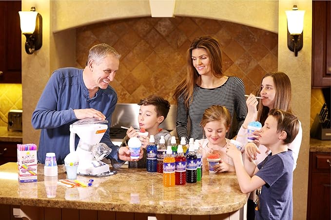 SNOWIE - Little Snowie Max Snow Cone Machine - Premium Shaved Ice Maker, With Powder Sticks Syrup Mix, 6-Stick Kit, White