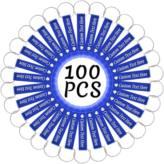 100PCS Personalized Bottle Opener Keychain Bulk Custom Beer Bottle Opener with Logo Text Engraved Wedding Bottle Opener Favors Customized Gifts for Guests Baby Shower Birthday Party-Blue