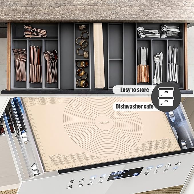 Silicone Pastry Mat 36x24 Inch - Nonstick Baking Mat Perfect for Dough, Pastry, Pie Crust, Fondant, Bread, Cookies, Pasta, Pizza