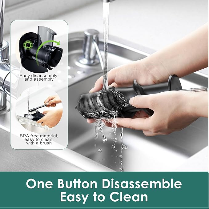 Cold Press Juicer, Masticating Slow Juicer, Fruit and Vegetable Juice Maker, Pressed Squeezer, BPA-Free,200W Quiet Motor with Wide Feeding Chute(Cream White)