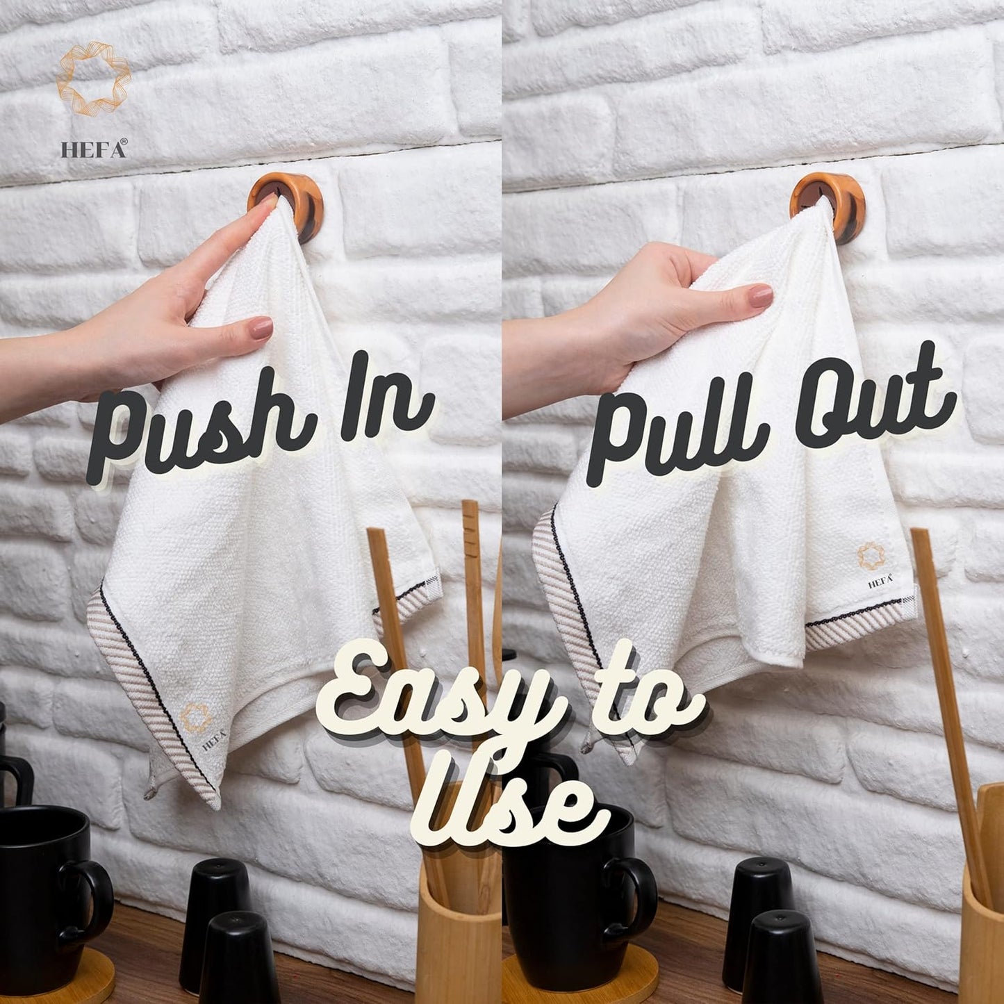 HEFA Towel Holder, Towel Hooks, Dish Towel Holder, Kitchen Organization, Bathroom Accesories, Kitchen Towel Hook, Kitchen Towel Holder, Christmas Gift, Kitchen Gadgets 4 Pack