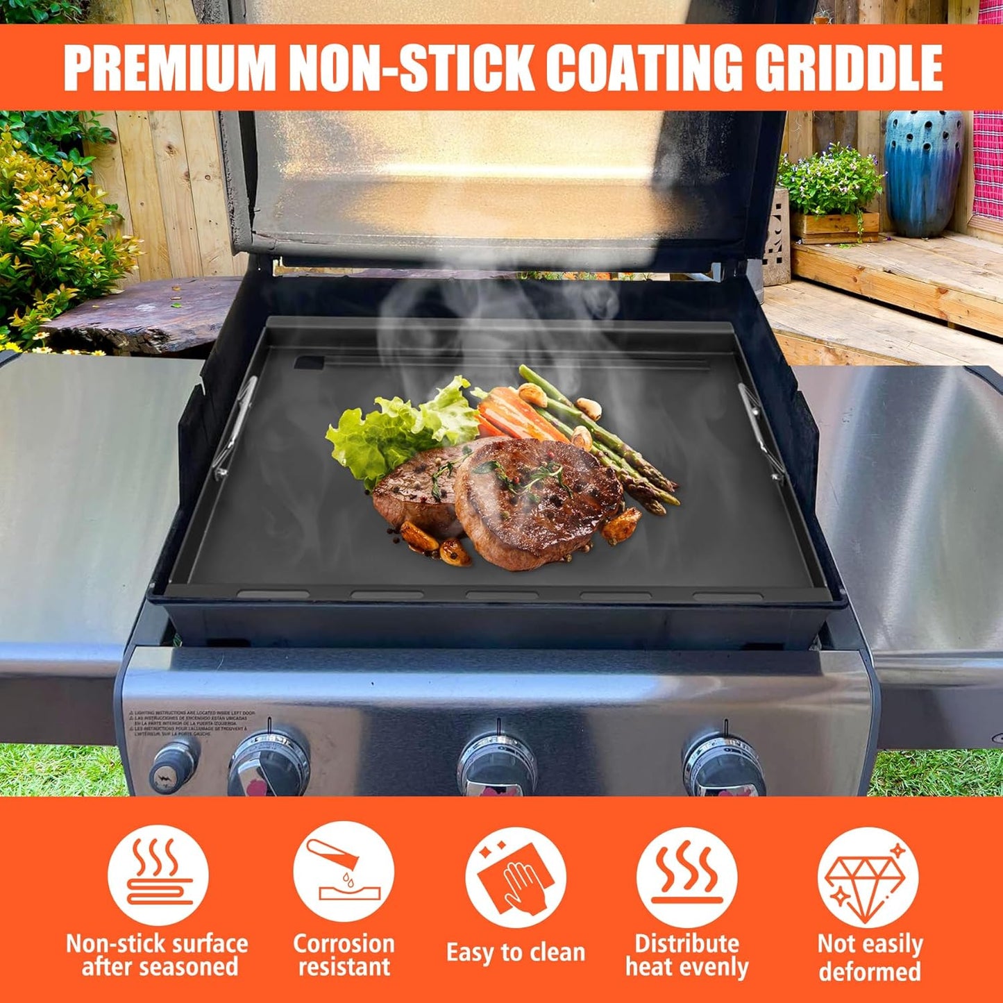 7524 Full Size Griddle Insert for Weber Genesis 300 Series Gas Grills, Flat Top Griddle Repalcement for Weber Genesis E/EP-310, E/EP-320, E/EP-330 and CEP-310 with Mini Oven Mitt