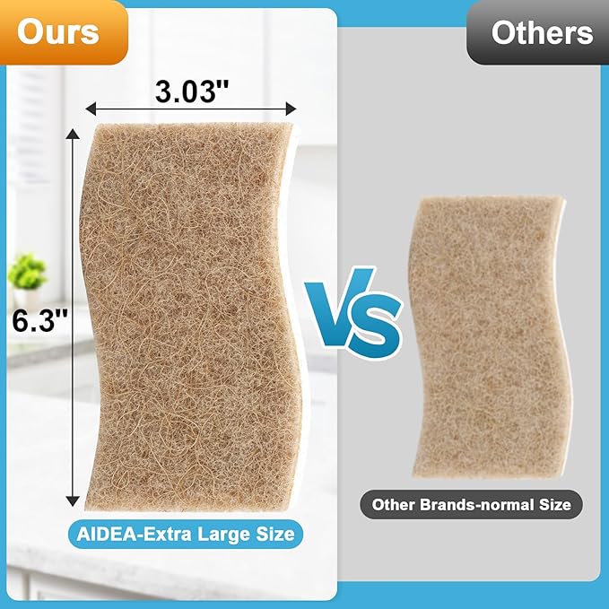 AIDEA XL Scrub Sponges Non-Scratch, 12Count, Large Natural Sponge for Non Stick Cookware, Sponges Kitchen, Cellulose Cleaning Sponge for Dishes, Kitchen, Bathroom, Household