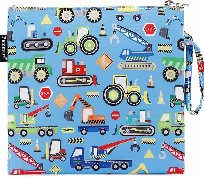 Reusable Sandwich Bag/Snack Bag for Kids & Adults, Dual Layer Lunch Bag with Handle, Washable, Food Safe, BPA Free (1-Pack, Car)