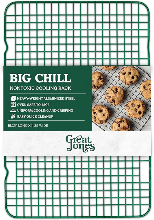 Great Jones Big Chill Wire Cooling Rack (Broccoli) – 16.25" × 11.25" Heavy-Weight Aluminized Steel,Nonstick Baking Rack – Oven Safe 450 °F, Bacon & Cookie Cooling Rack – Fits Half Sheet Pans
