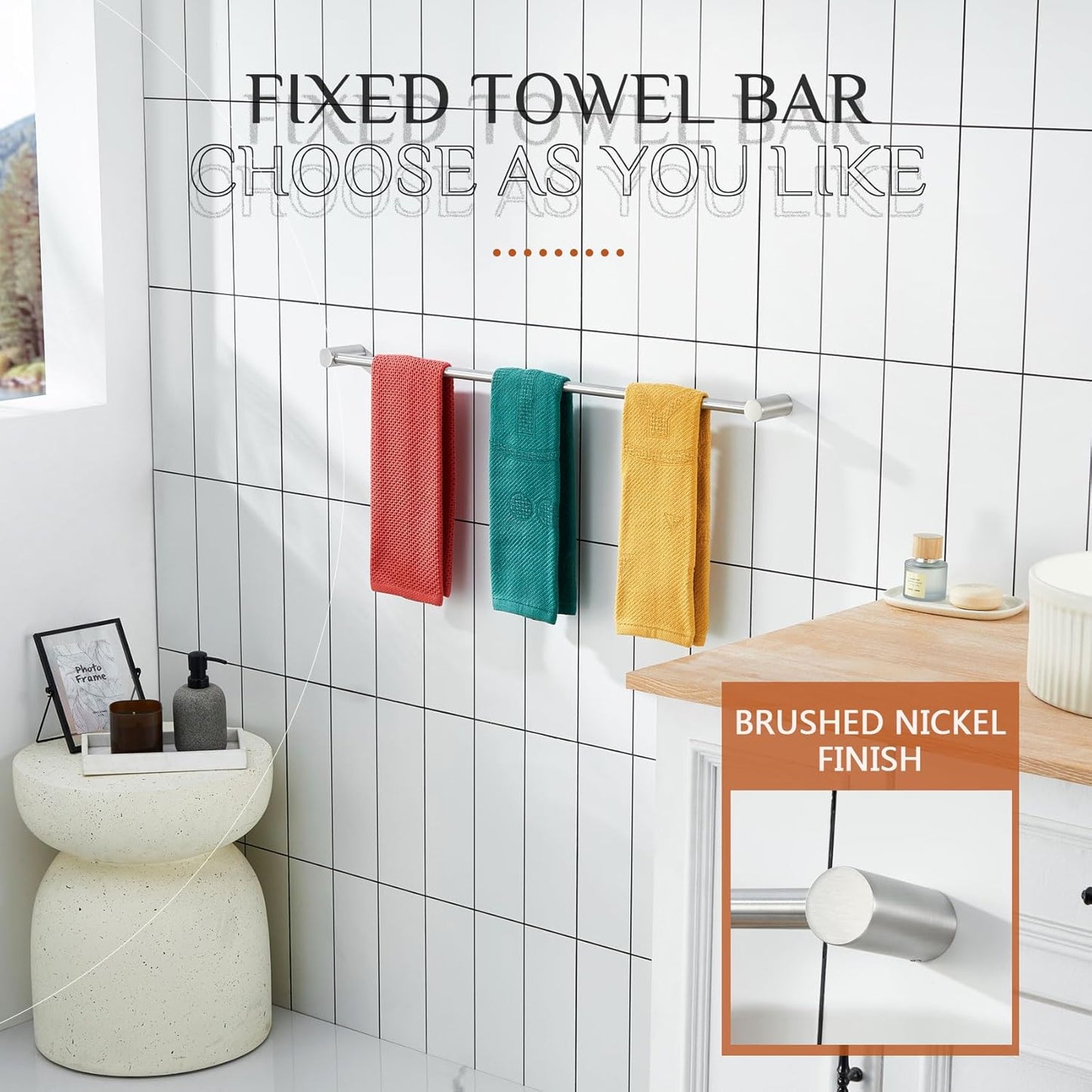 KOKOSIRI Bath Towel Bars Brushed Nickel Bathroom Towel Holder 32-Inch Wall Mounted Racks Bathroom Hardware Accessories Stainless Steel, B4007BR-L32