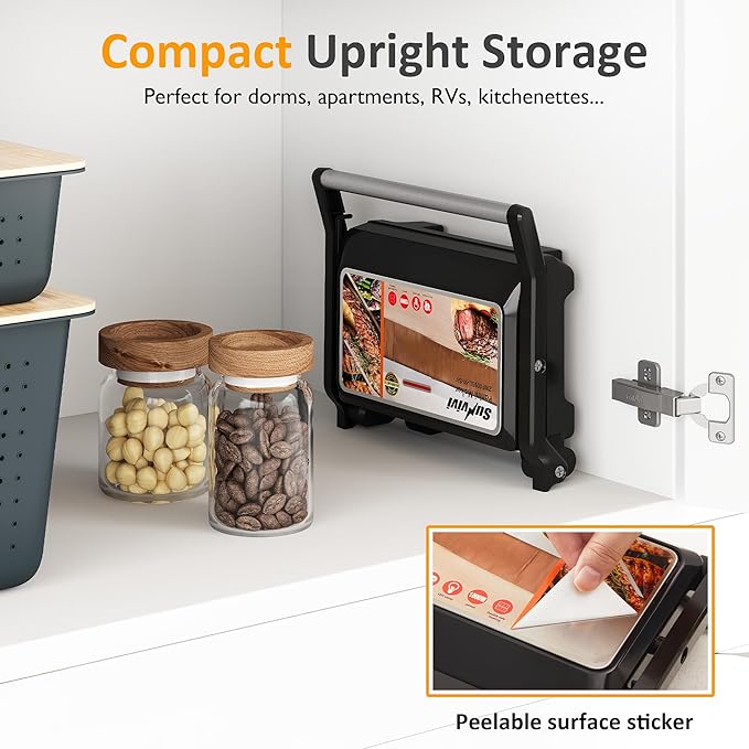 Sunvivi Panini Press Sandwich Maker: Electric Panini Press Grill with Locking Lid, Portable Indoor Panini Maker with Nonstick Plates, 1000W Double-sided Grill with 180° Flat Opening, Easy to Clean