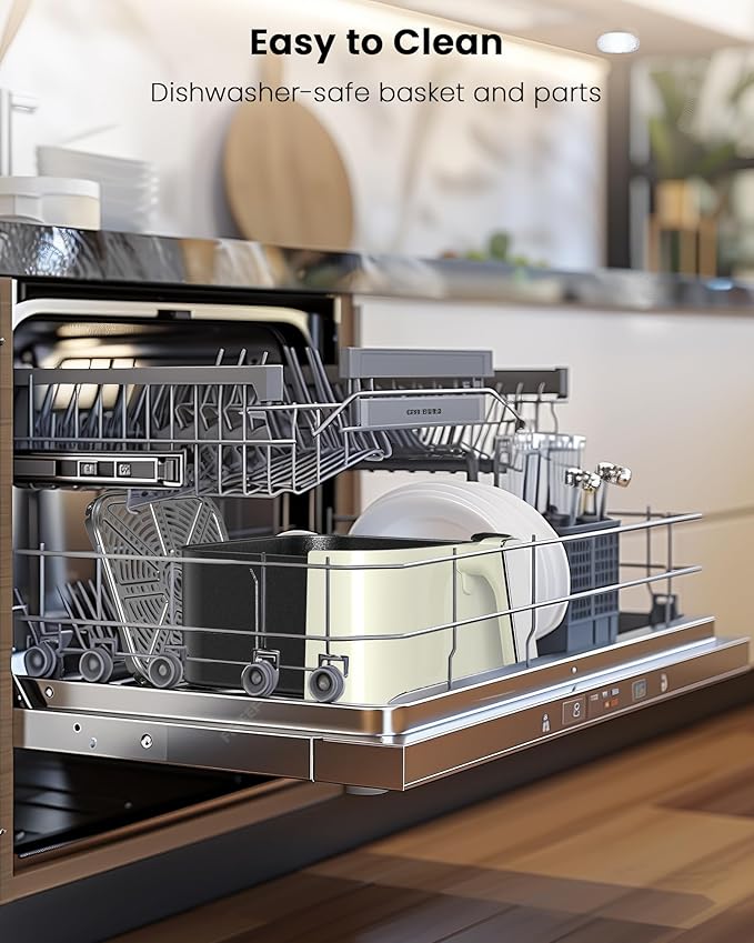 Nuwave Brio Plus Air Fryer 8 Qt, New & Improved, PFAS-FREE, 7 Digital One-Touch Cook Functions that AIR FRY, BAKE, ROAST, DEHYDRATE, TOAST, REHEAT, PREHEAT, 150 Presets, 50°F~400°F (Cream)