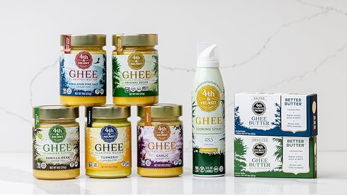 4th & Heart Original Grass-Fed Ghee, Clarified Butter, Keto, Pasture Raised, Lactose and Casein Free, Certified Paleo (32 Ounces)