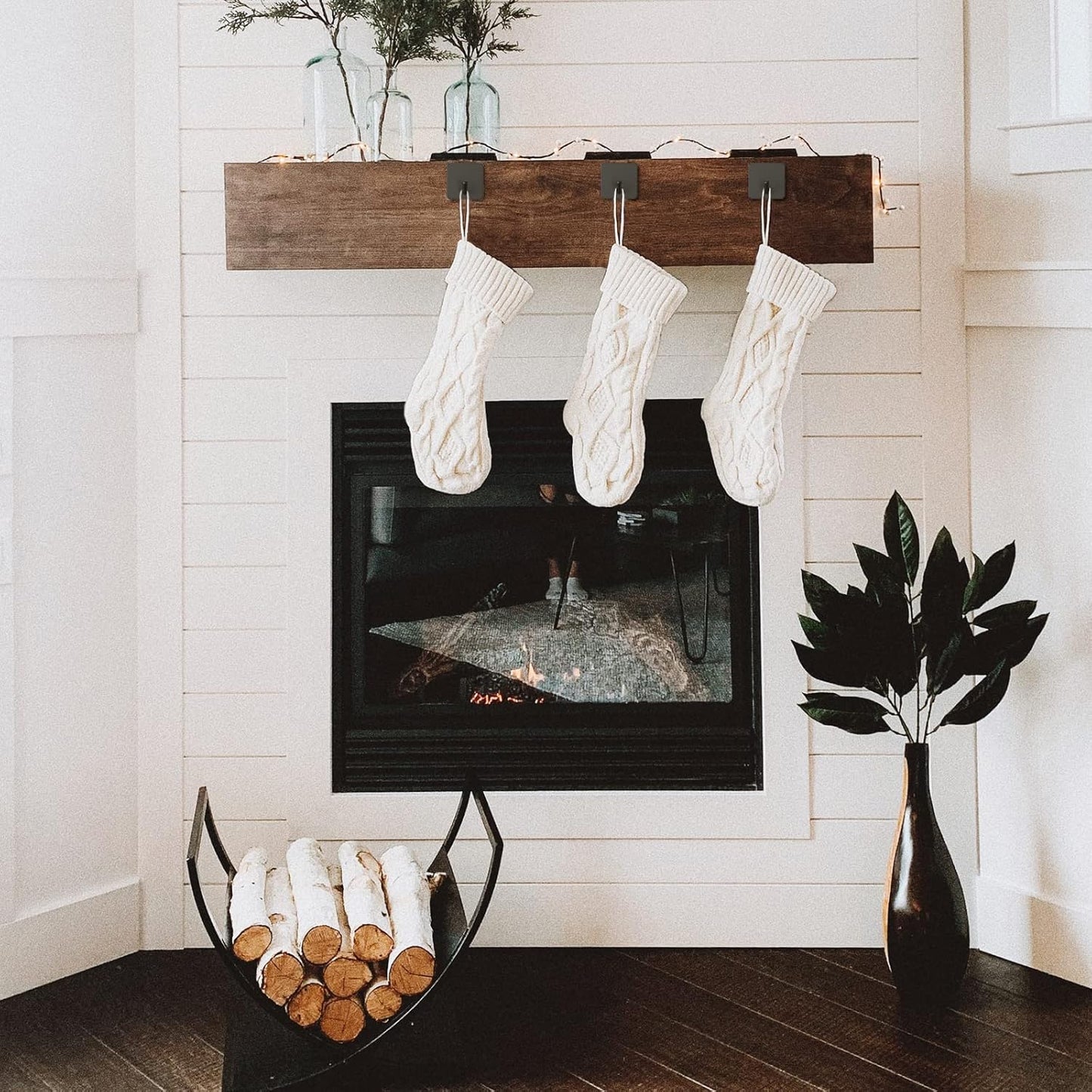 VIS'V Adhesive Hooks, Heavy Duty Shower Wall Stick on Hooks, Waterproof, 2 Extra Adhesive Strips, Black, 4 Pcs