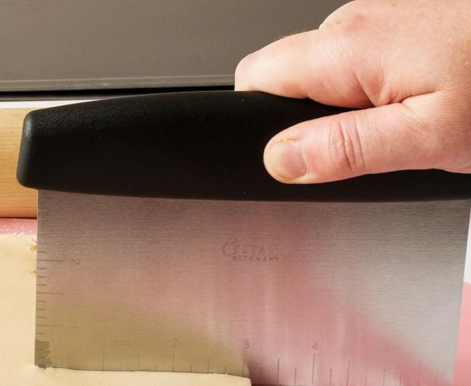 Dough Scraper : Professional Quality Heavy Duty Multi-Purpose Stainless Steel Bench Scraper, Perfect for Pastry, Pizza Dough, Bread Baking (6" Straight Edge)