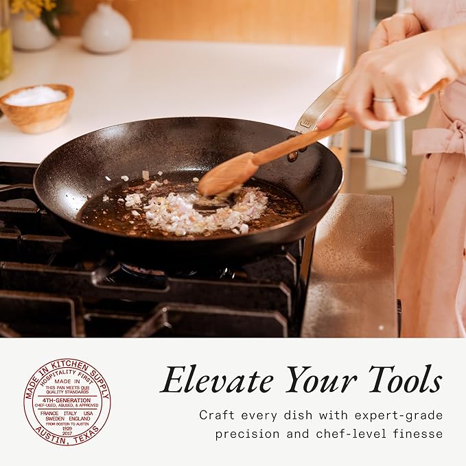 Made In Cookware - Seasoned 12" Blue Carbon Steel Frying Pan - (Like Cast Iron, but Better) - Professional Cookware - Crafted in Sweden - Induction Compatible