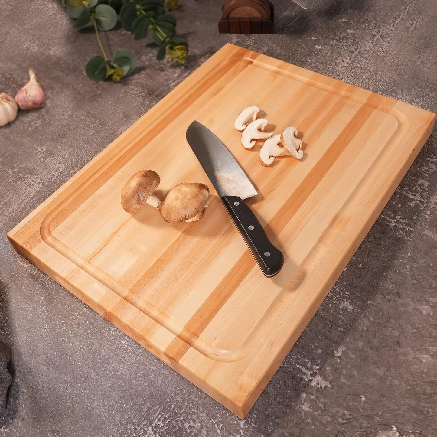CONSDAN Wood Cutting Board for Kitchen, USA Grown Hardwood, 16 x 12, Hard Maple with Invisible Inner Handle, Prefinished with Food-Grade Oil, Suitable for Kitchen Edge Grain, 1-1/2" Thick