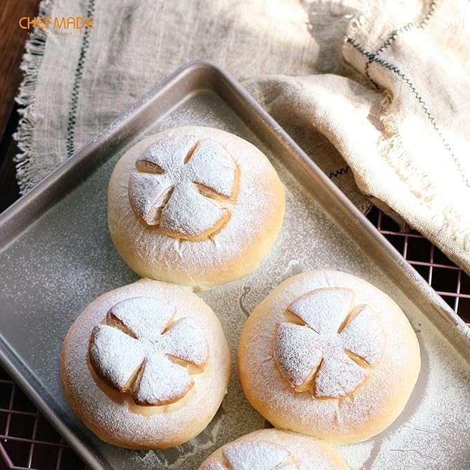 CHEFMADE 13-Inch Rimmed Baking Pan, Non-Stick Carbon Steel Cookie Sheet Pan for Oven Roasting Meat Bread Jelly Roll Battenberg Pizzas Pastries 9.7" x 13.6" x 1" (Champagne Gold)