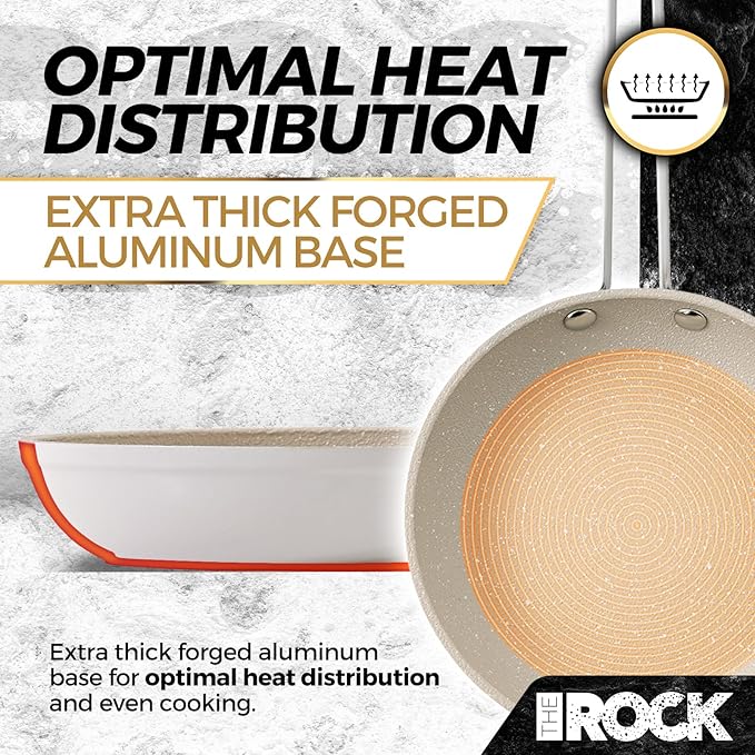 THE ROCK Single Serve Nonstick Pots and Pans Set, 6pc Portion Control Cookware Set with Rock.Tec, Scratch/Stain/Crack Proof, Oven & Dishwasher Safe, Perfect for Dorm, Camping & Small Kitchens, White