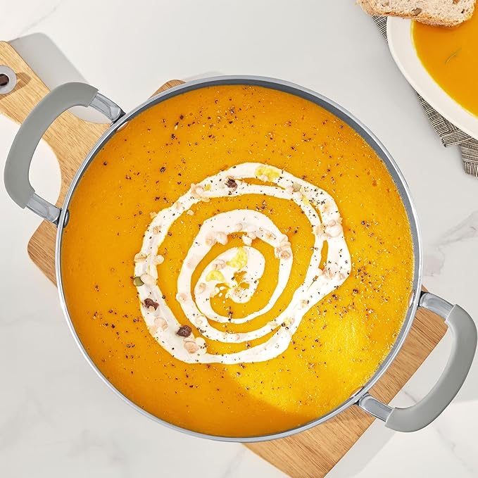 6 Quart Pot with Lid, BEZIA Ceramic Nonstick Stock Pot with Lid, Induction Ready, Large Cooking Pot with Silicone Handle, Compatible with All Cooktops, Dishwasher Safe