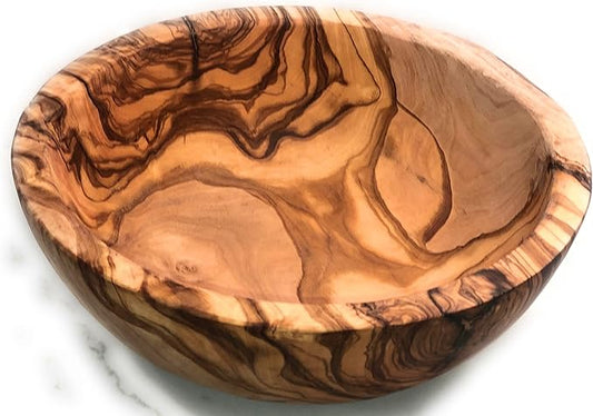 10" Artisan Olive Wood Serving Bowl Exotic Centerpiece or Serving Piece for Salads, Fruit, Snacks. In Sm 6", Med 7", Lg 8", Lg++ 10", XL 11", XXL 12", XXXL 13".(Large++ 10 inch)