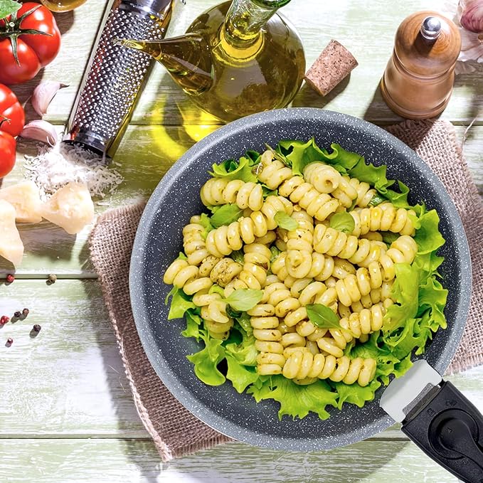 12pcs Pots and Pans Set, Nonstick Cookware Sets Detachable Handle, Induction Kitchen Cookware Set Non Stick with Removable Handle, RV Cookware Set, Oven Safe, White