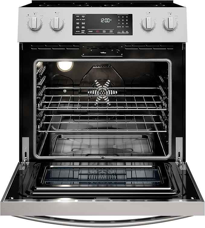 Kenmore Front Control Electric Range Oven with 5 Cooktop Elements with 7 Cooking Power Options, True Convection, Steam and Self Clean, Freestanding Oven, 4.8 cu. ft. Capacity Stainless Steel
