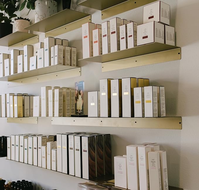 DIY CARTEL Linear Floating Shelf - Forged Raw Blackened Steel - Industrial Heavy Duty Metal Wall Mounted Modern Rustic Shelf - Made in The USA (30-inch x 8-inch Gold)