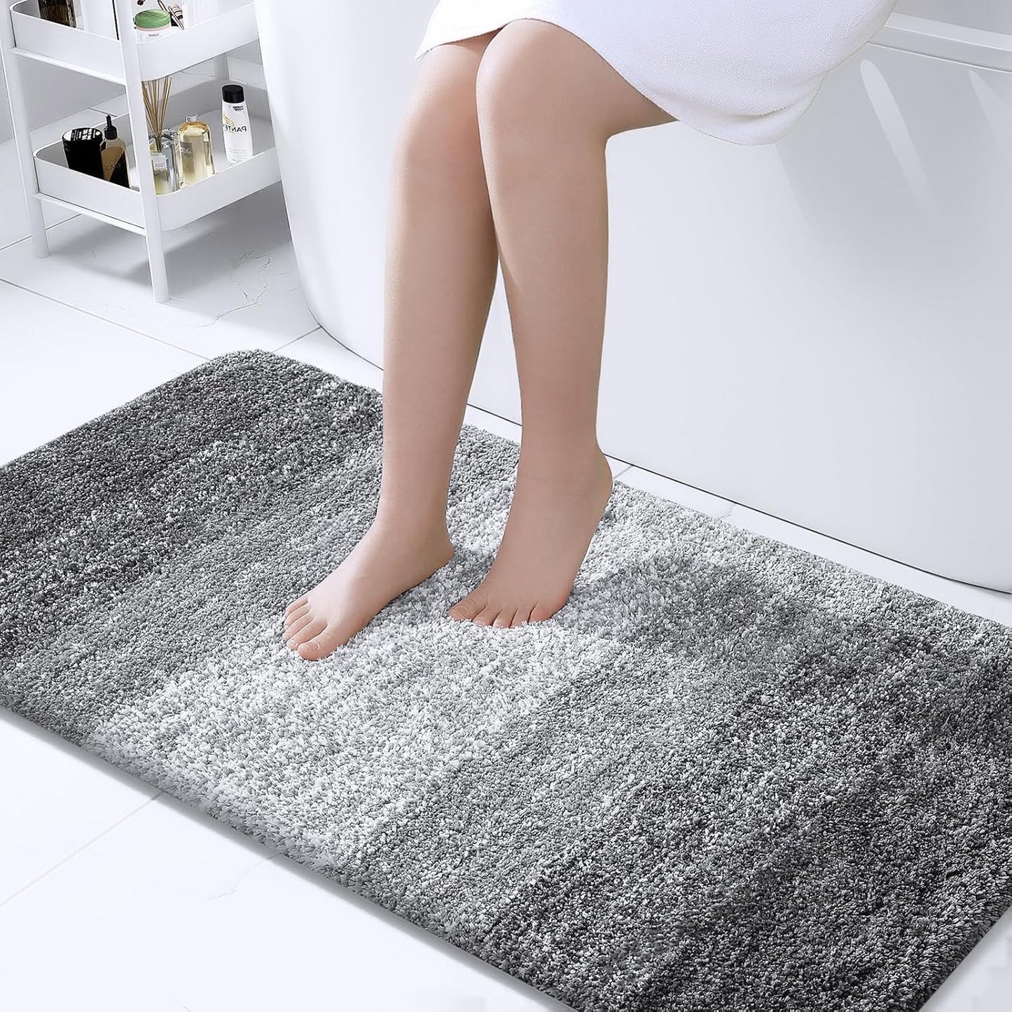 OLANLY Bathroom Runner Rugs 44x24, Extra Soft Absorbent Microfiber Bath Rugs, Rubber Backing, Quick Dry, Machine Washable Bath Mats for Bathroom Floor, Tub and Shower, Home Decor Accessories, Grey