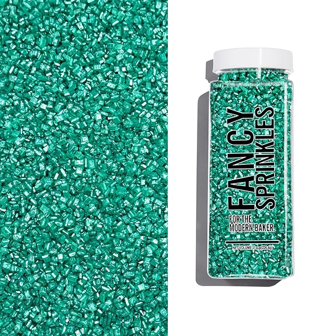 Fancy Sprinkles Emerald Green Fancy Sugar Pearlescent, Sparkly Sugar Crystals (8 OZ)