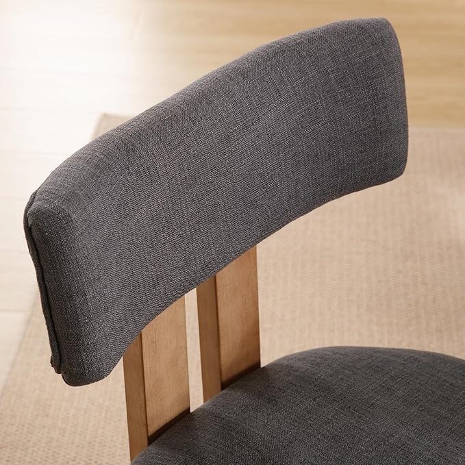 chairus Dining Chairs Set of 4 Linen Fabric Diner Chairs Farmhouse Wood Chairs for Kitchen and Dining Room, Black